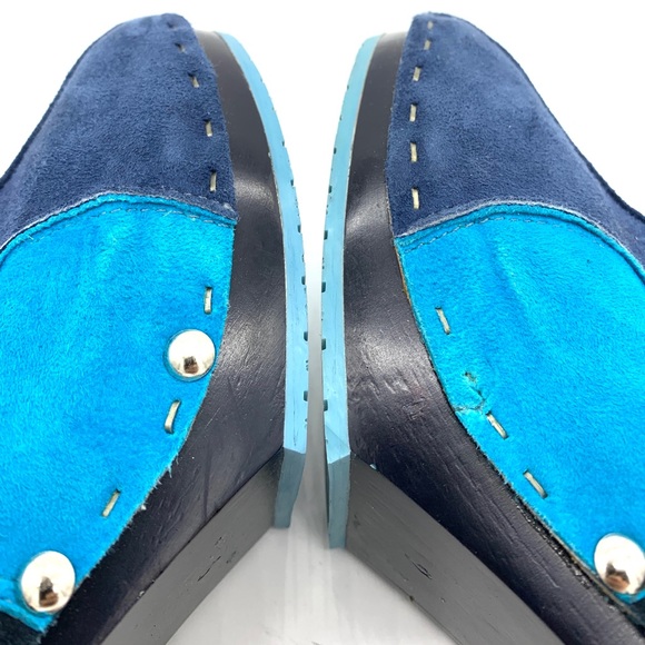 John Fluevog Summer Of Love Amor Blue Suede Shoes Clogs - Picture 7 of 12